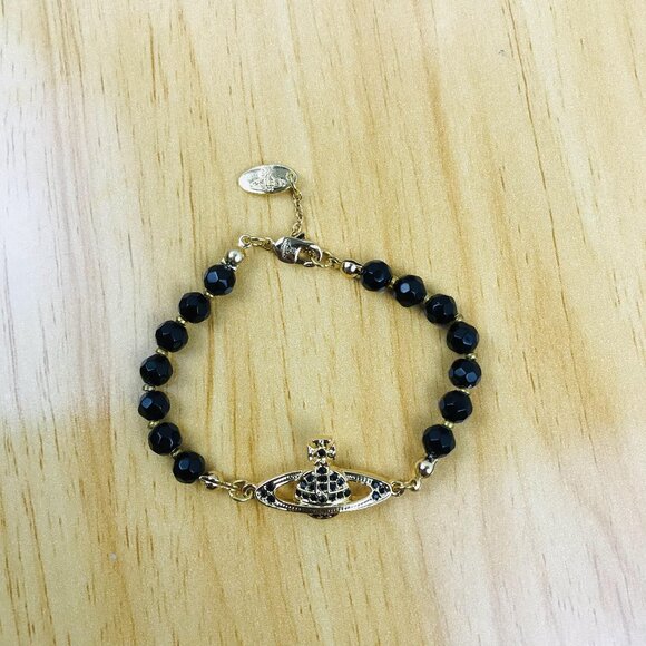 NEW Vivienne Westwood Black Crystal Bracelet-Authentic